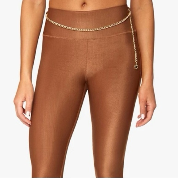 NWT- WeWoreWhat x Revolve Solid High Rise Chain Legging in Solid Rib Brown - Picture 4 of 14